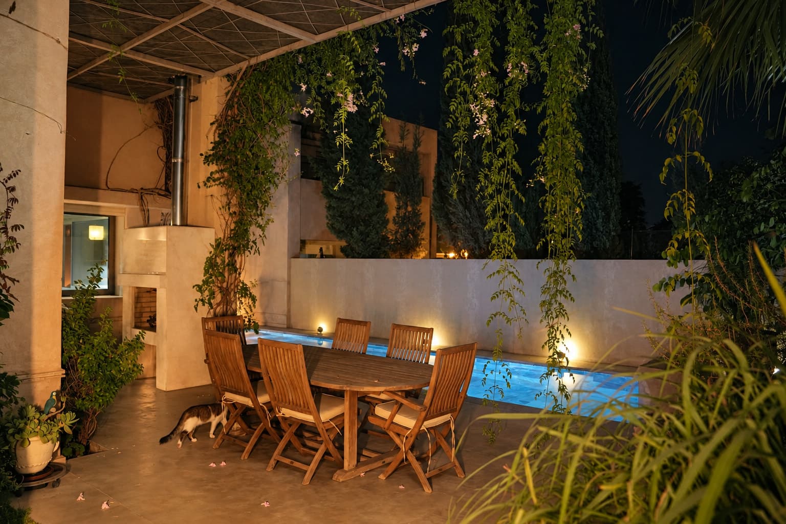 Dîner sous la pergola